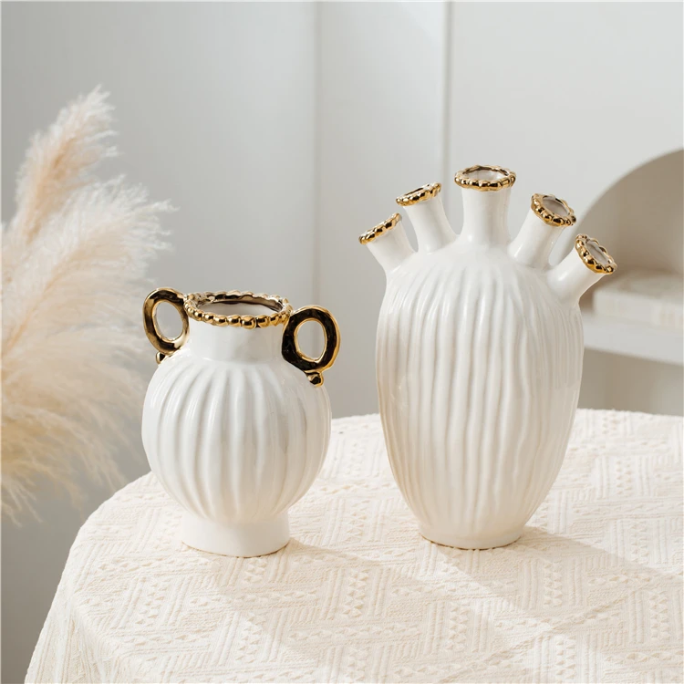 New arrival elegant craft wedding decorative flower vase ornament white ceramic vases for flower