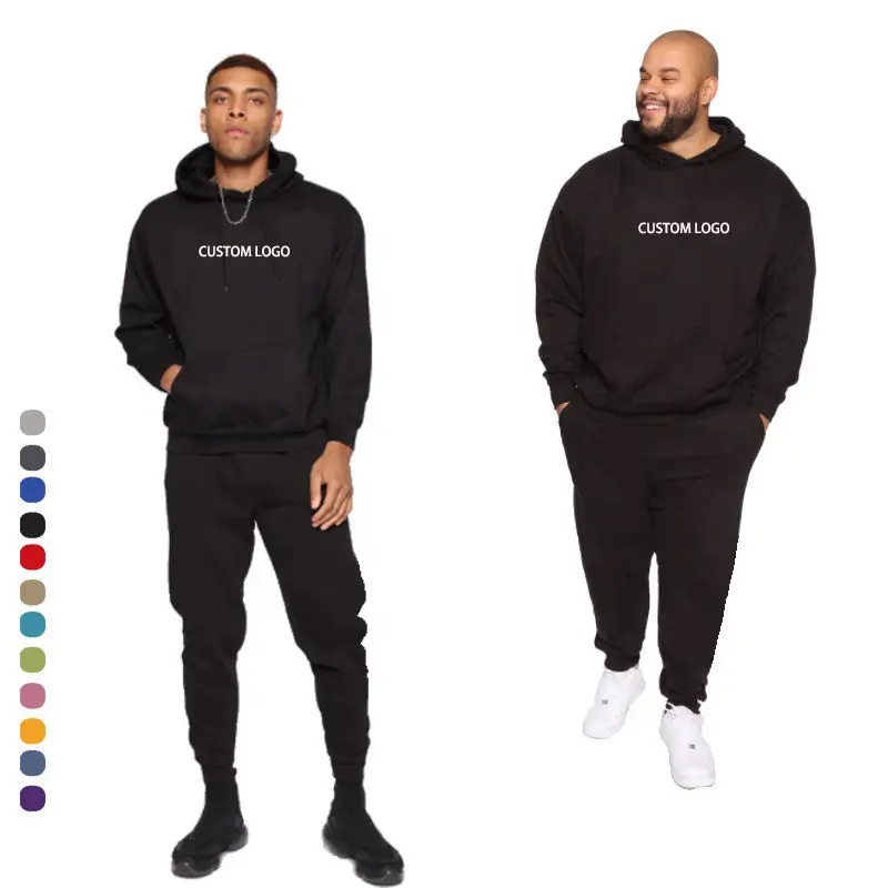 Custom logo 2023 jogging suit 100% polyester sweatsuit thick heavy tracksuits unisex sweatpants and hoodie set men