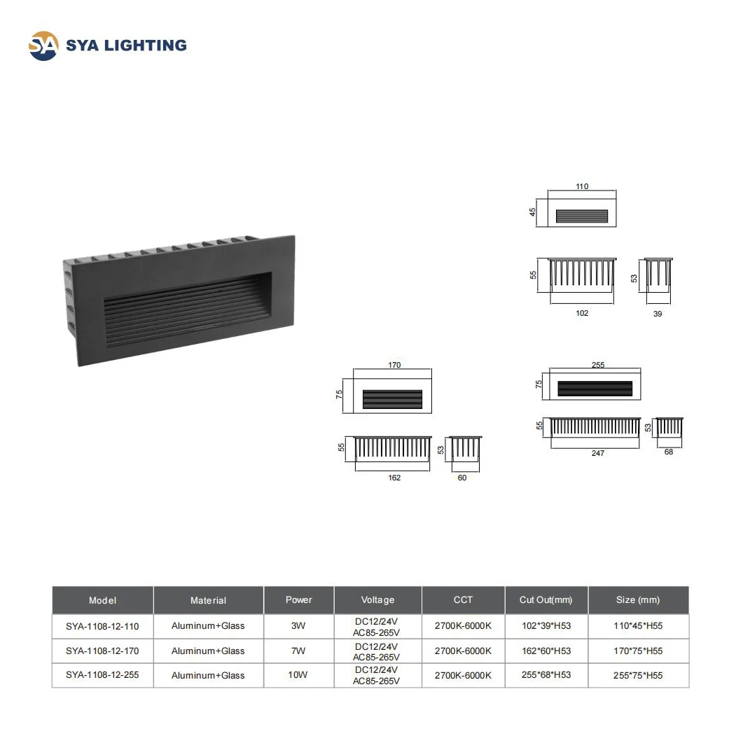 SYA-1108-11 3W 5W 7W 10W Hot Sell Product 12V Outdoor Step Lights Aluminum Stair Light For Home Exterior Stairs Lights