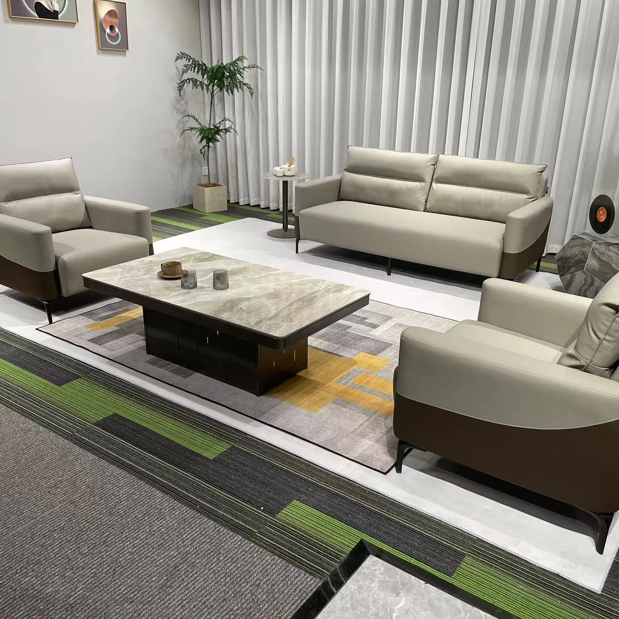 New modern design  American style sofa light luxury home furniture  leather sofa set  for Living Room