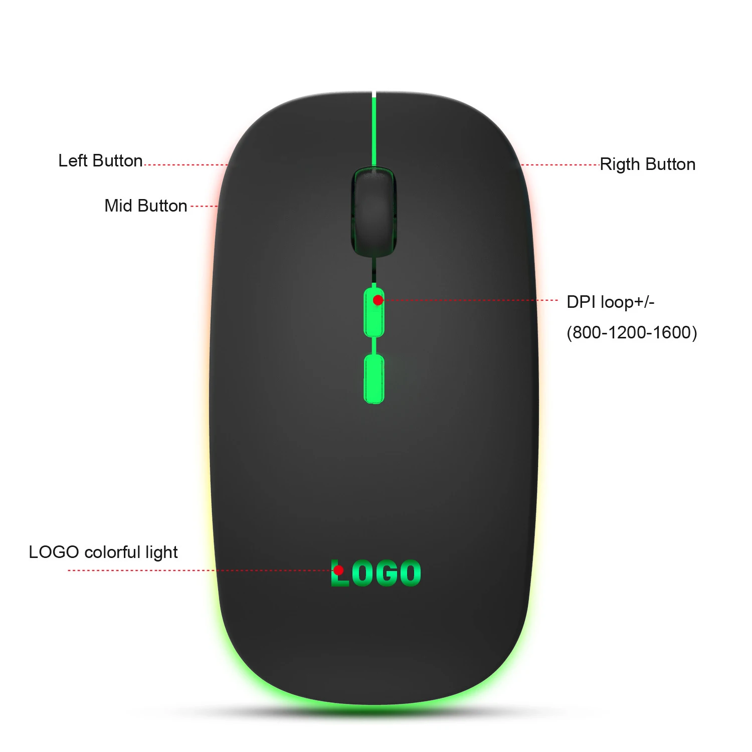 USB компьютерная мышь беспроводная игровая цветная светодиодная подсветка перезаряжаемая для ноутбука