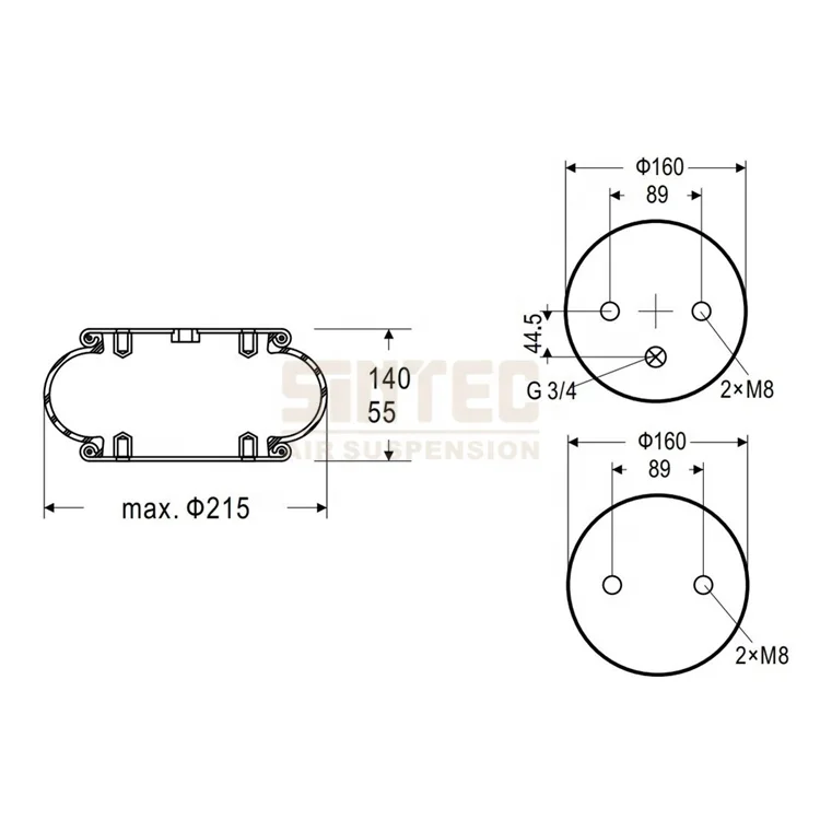 1S200-10 Universal Rubber Single Convoluted Air Shock Ride Lift Bag Bellow Suspension Spring Contitech FS200-10