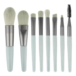 8Pcs Mini Makeup Brushes Matte Wooden Handle Portable Soft Hair Makeup Brush Set Beauty Makeup Tools