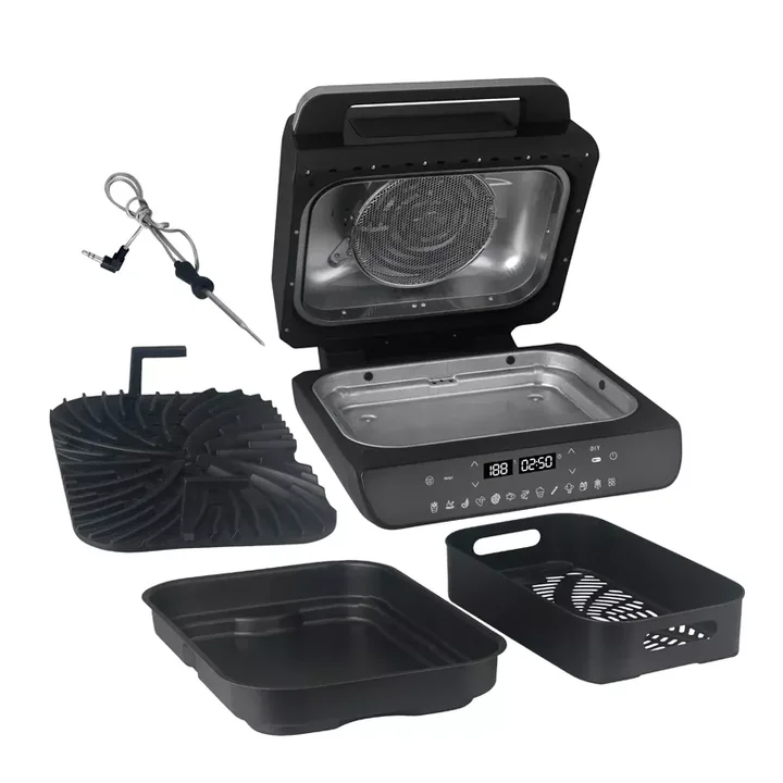 6 in 1 Smokeless Indoor Grill With Thermostat & Air Fryer With Digital Touch Control Panel Air Fryer Grill