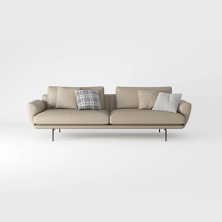 Foshan Factory wholesale price Italy design 1+2+3 seat sofa set orange leather home furniture living room sofas