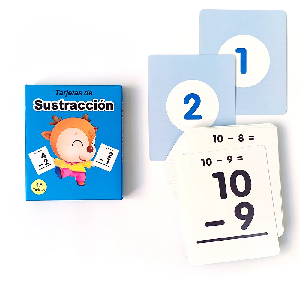 Custom Parent-child interactive game spanish language add subtract multiply and divide math flash cards