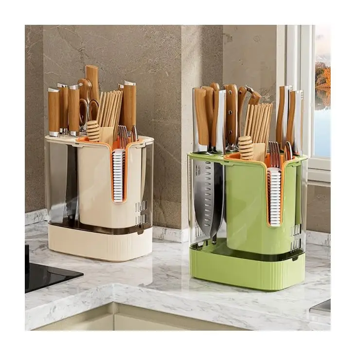New Kitchen Knife Holder Multi-function Cutter and Cutlery Drainer Rack PP Space Saving Kitchen Utensil Organizer Rack Carton 20