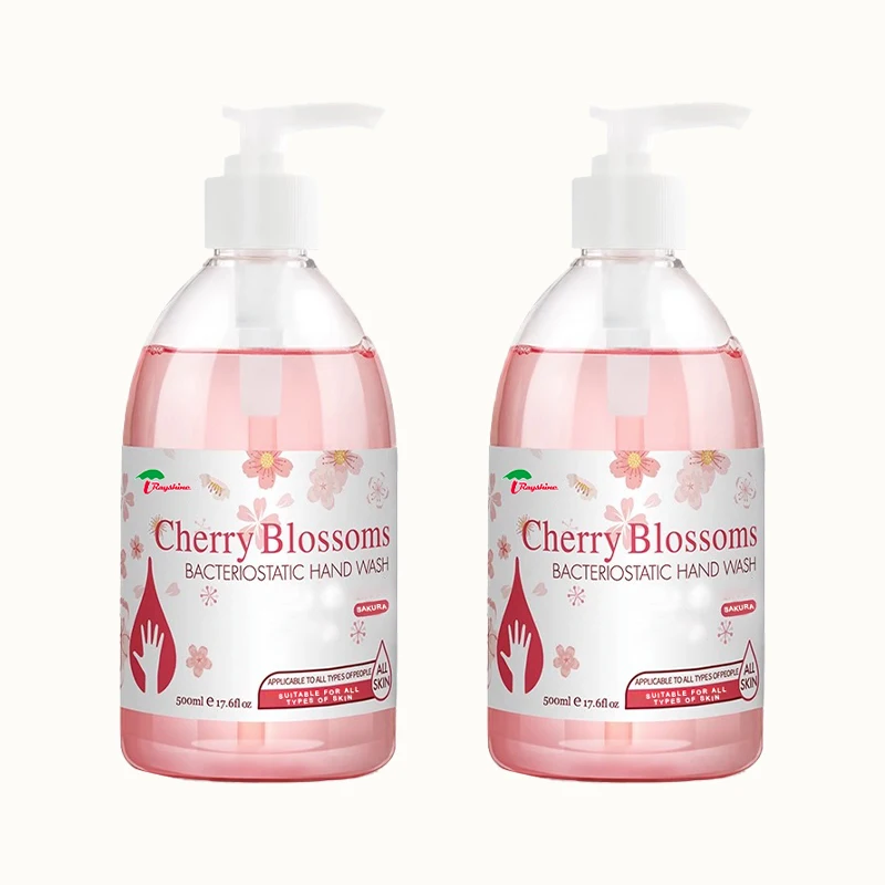 Rayshine Wholesale Custom Private Brand Cherrt Blossom fragrance Liquid Soap for hand washing Sterilization with Pump Head 500ml