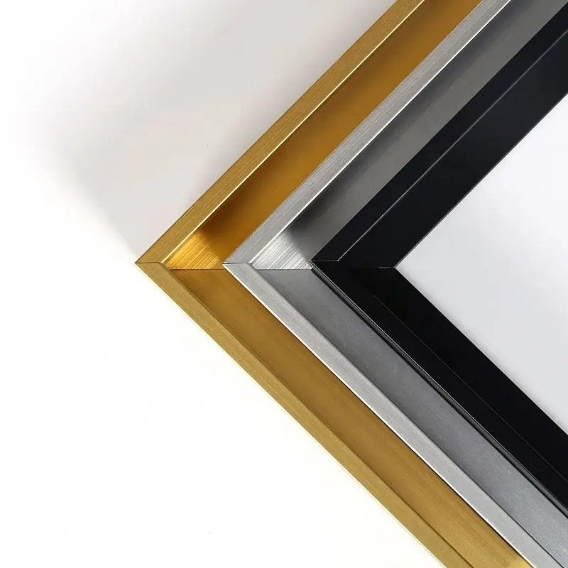 
Fashional Wiredrawing Effect Luxury Gold Color Silver Black Hotel Hanging Mirror Decoration Aluminium Frame Moulding 