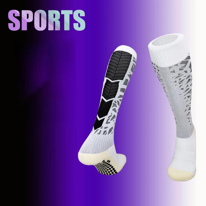 Free Sample Custom Logo Black Long Running Football Anti-slip Sneaker Grip Socks