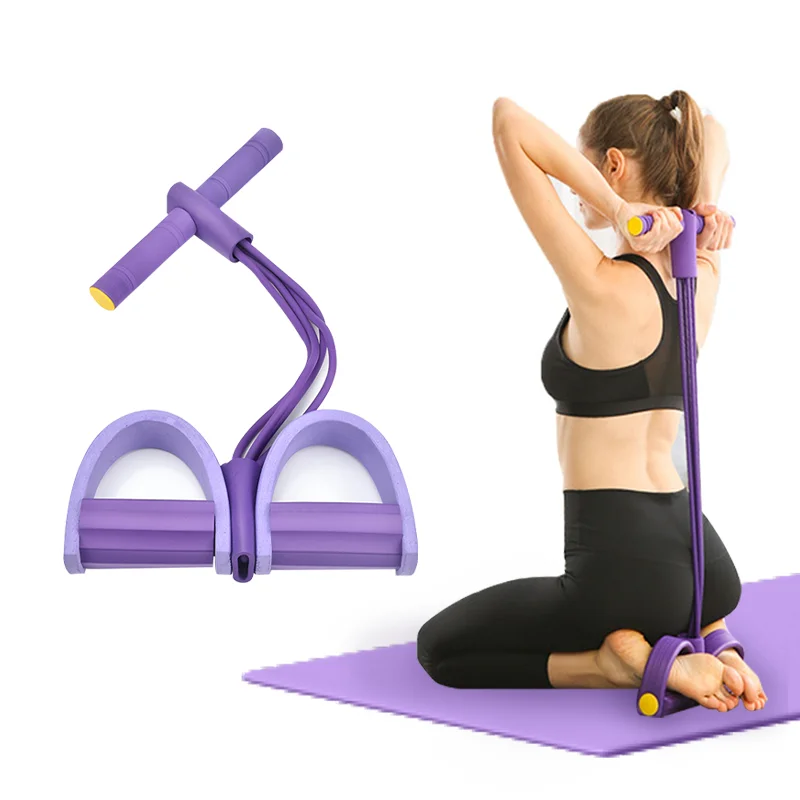 Latex Tension Rope AB Workout Equipment 4-Tube Elastic Yoga Pedal  Resistance Band