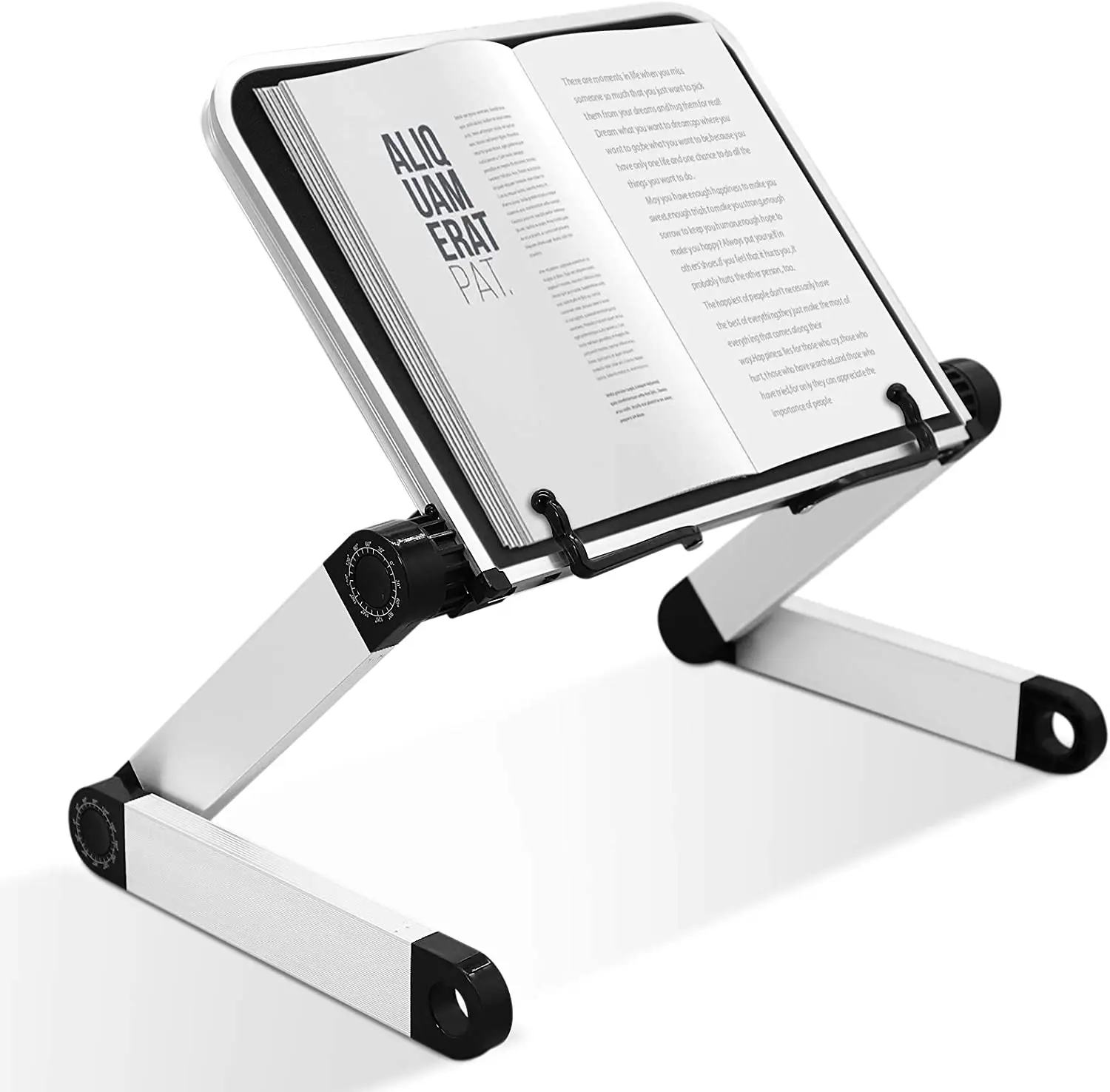 Multi Angle Adjustable Book Holder Tray with Page Paper Clips Ergonomic Book Stand Laptop Stand Bookstands