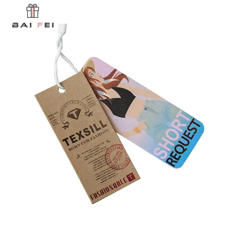 
Custom Logo Name Friendly Eco Brand Hangtag Brown Kraft Paper Reversible Printing Coffee Cup Hang Tags With Natural Hemp Rope 