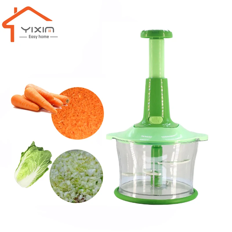 Customization Multifunction Garlic Grinding Plastic Hand-press Down Food cutter vegetable manual push chopper