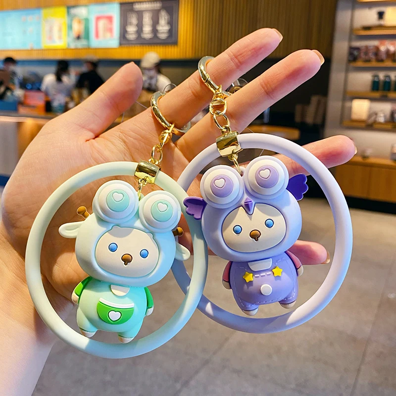 Baimao Wholesale new cartoon stress relief blink 2-in-1 keychain  mobile phone pendant cute crab doll keychain