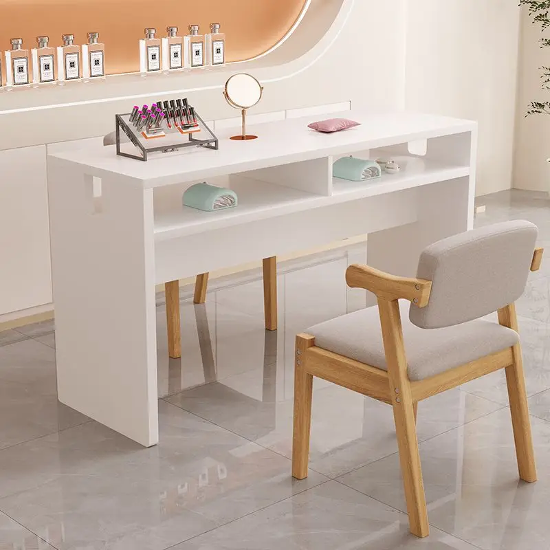 Beat selling super strong load-bearing double layer classification salon furniture original wood manicure nail table