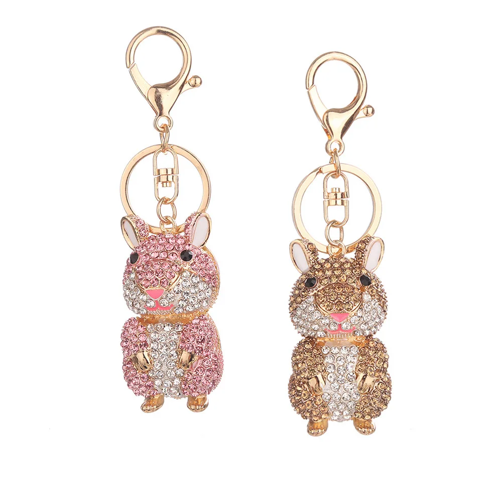 Marmot crystal keychain mouse rat metal keyring  for new year gifts