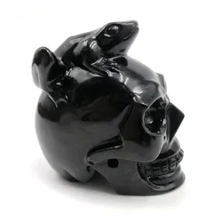 Wholesale high quality obsidian human head skulls with fog pentadactyla natural crystal carving for feng shui