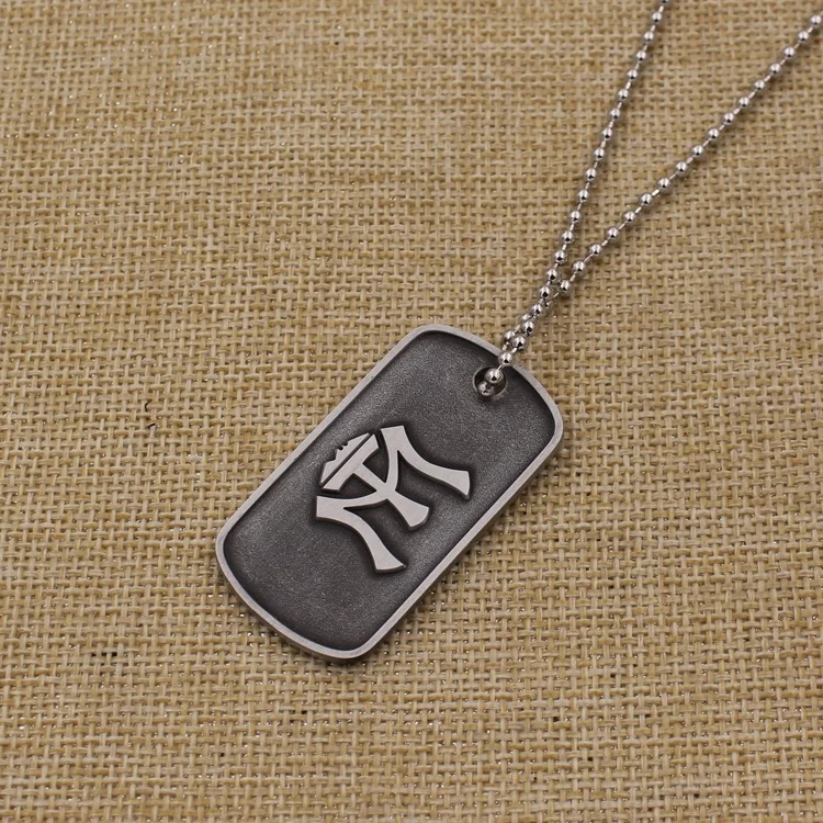 Free sample custom your own logo metal dog tag pendant with ball chain