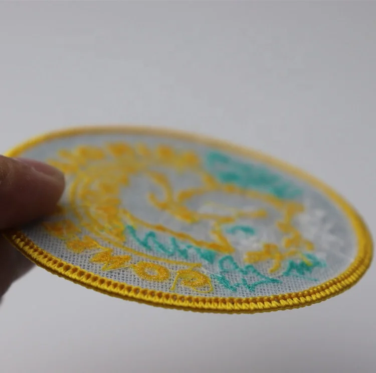 
High density custom iron on embroidered logo patches for clothing 