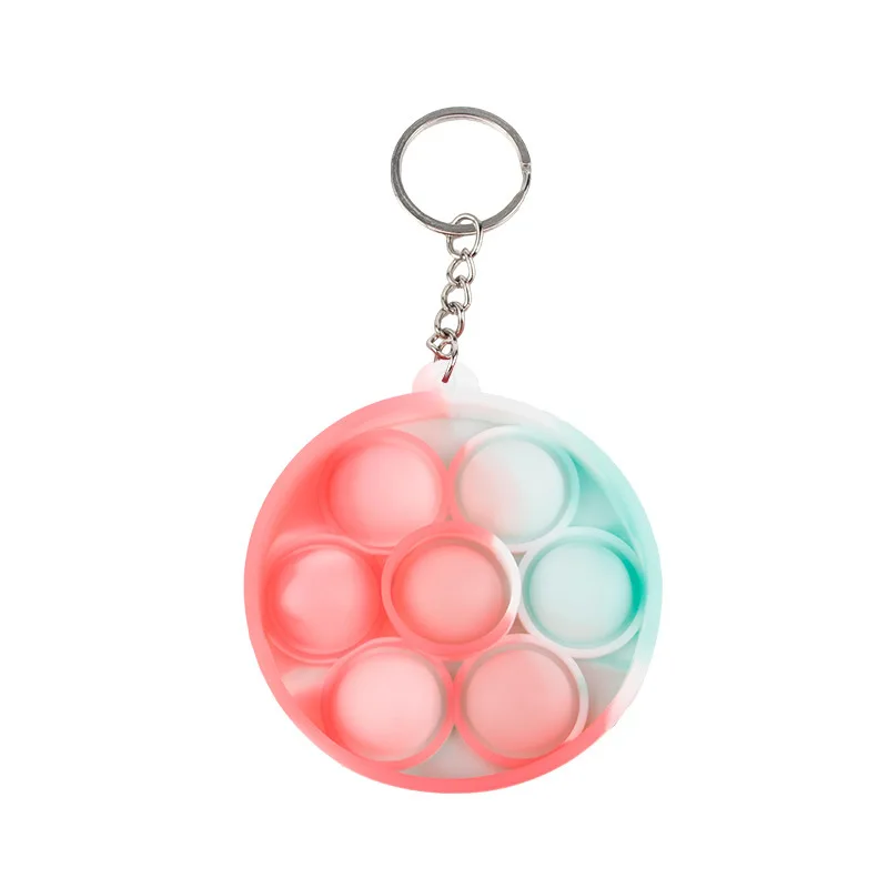 Wholesale Hot Sale Bubble Keychain Silicone Finger Pressure Reducer Toy Keyring Silicone Beads Keychain