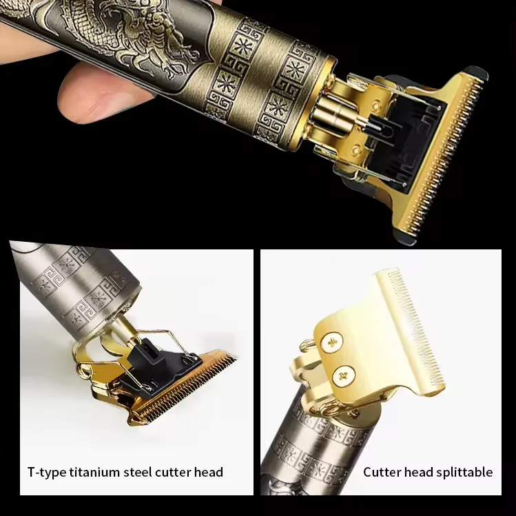 6 Vintage T9 Cordless 0mm Professional Hair Electric Trimmers For Men Hair Cutting Machine Shaver