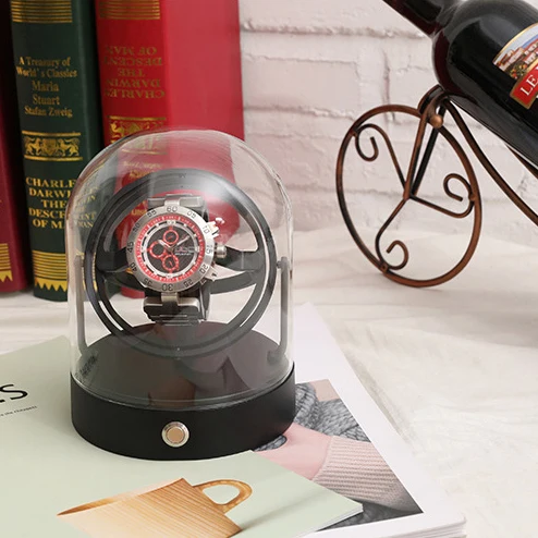 LAIHE Glass Cover Aluminum Alloy Battery Powered 1 Rotor Single Luxury Automatic Safe Gyro Watch Winder