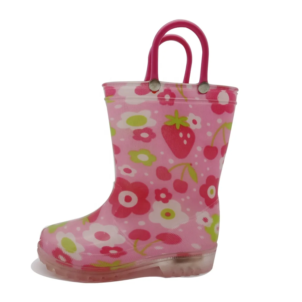 2021 hot sale wellington boots waterproof girls plastic floral rain boots kids
