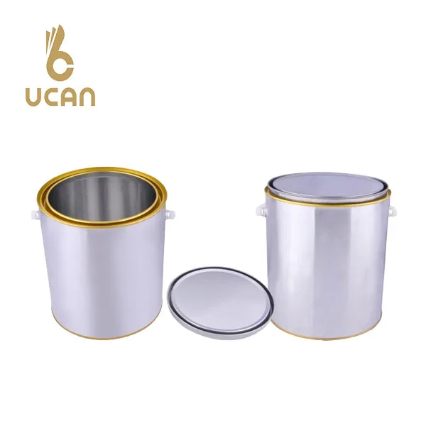 Wholesale High Quality 4L Round Empty Paint Can  Tin Container for Paint with White Color  Metal Tin Can