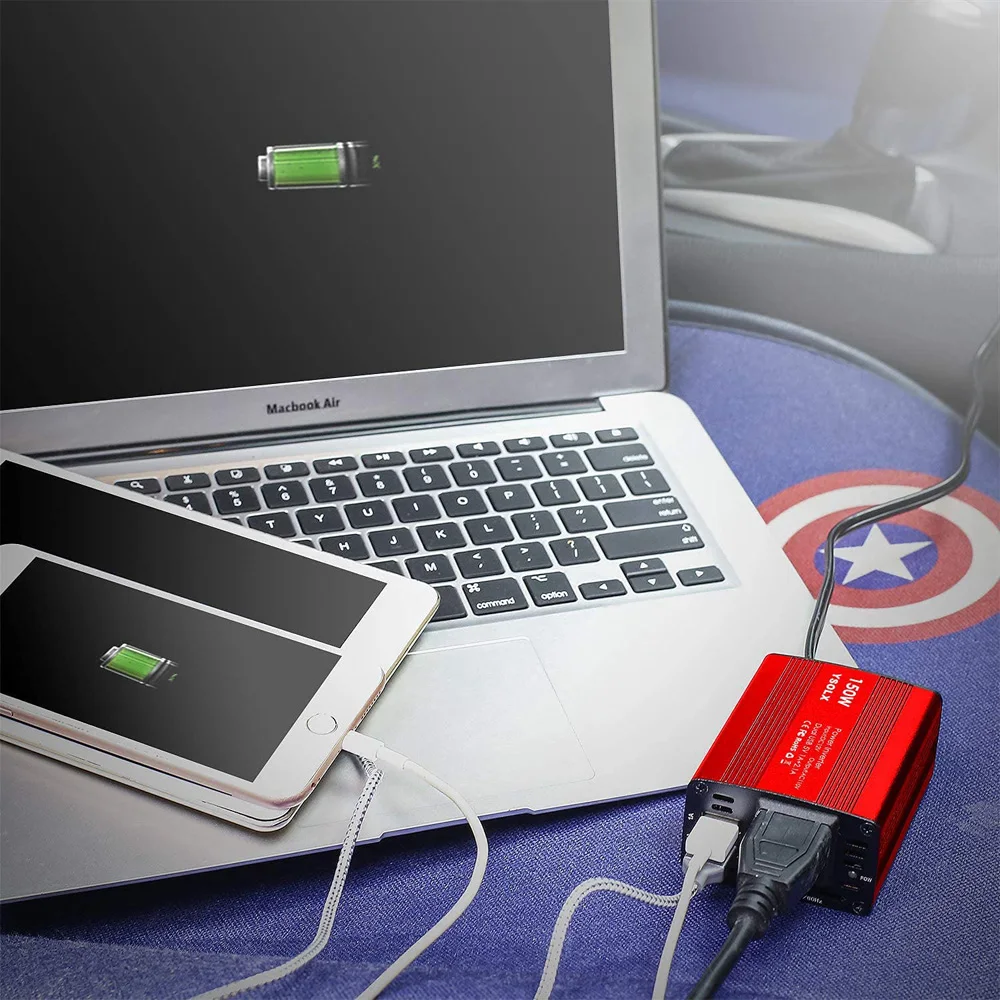 USA Local Stock Free Shipping 150W Car Power Inverter DC 12V To 110V AC Outlet Converter With 2.1A Dual USB Car Charger Adapter