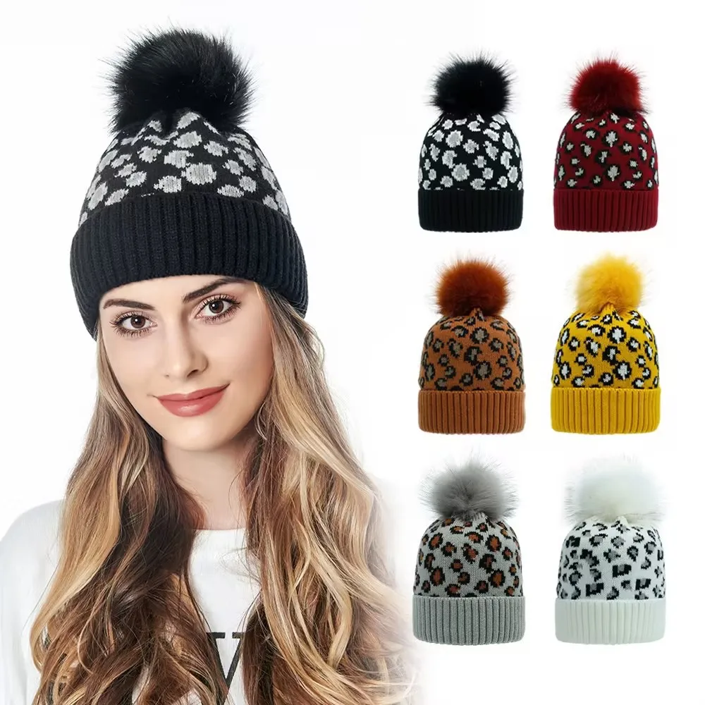 2024 New Arrival Fashion Custom Logo Wool Beanie Hat Warm Pom Pom Winter Casual Beanie Hat with pompom Jacquard Beanie
