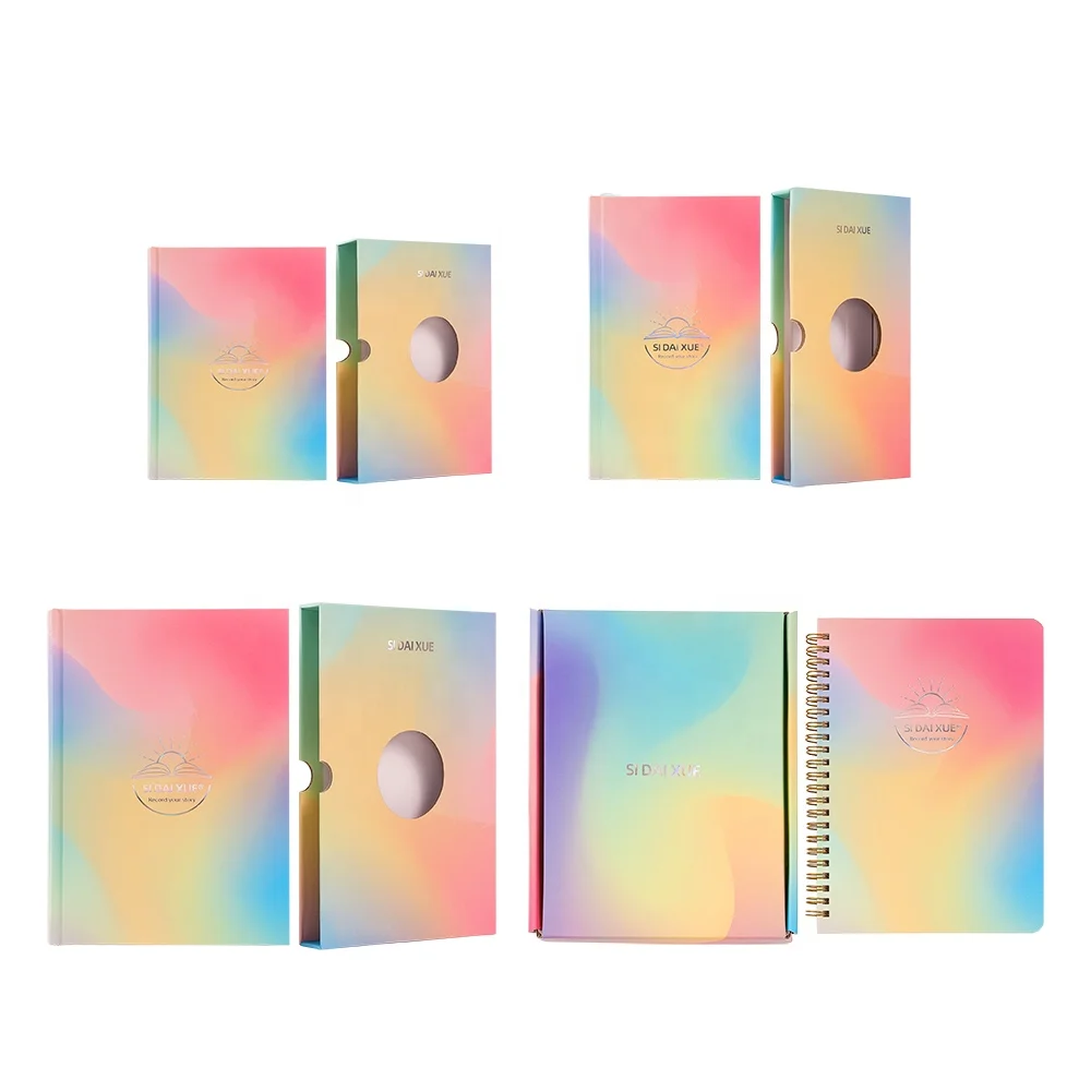 Colorful Notebook Set Customized Hardcover Daily Planner Notebook with Holographic Logo