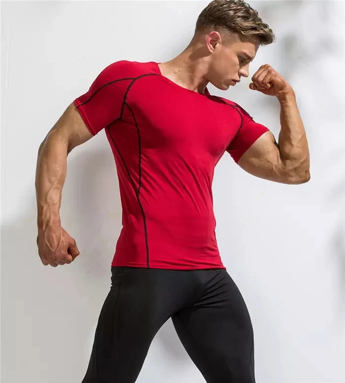 2022 bulk buy custom logo Blank Gym Active wear Men Fitness Gym t-shirt Workout Quick Dry short sleeve slim fit men t-shirts