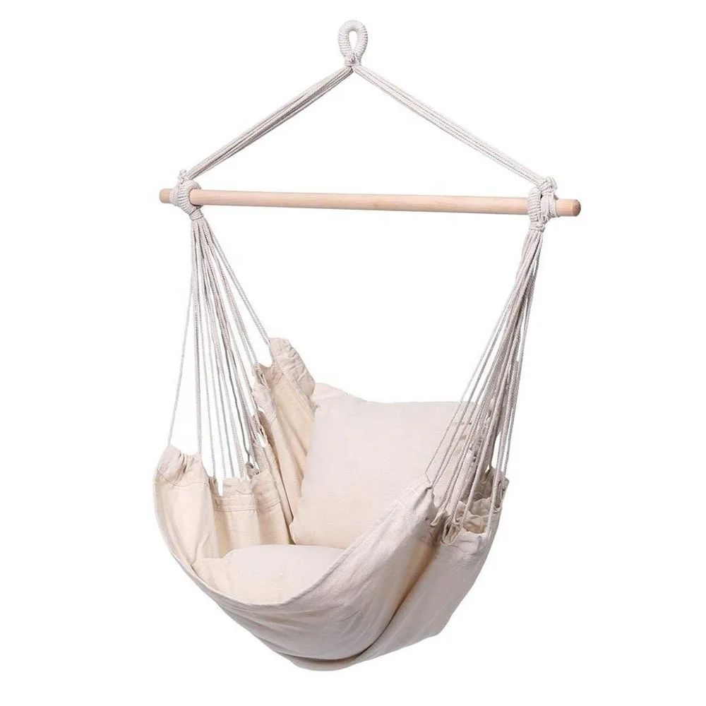 Удобный Повседневный гамак белого цвета из переработанного хлопка с двумя подушками, подходит для внутреннего балкона, двора