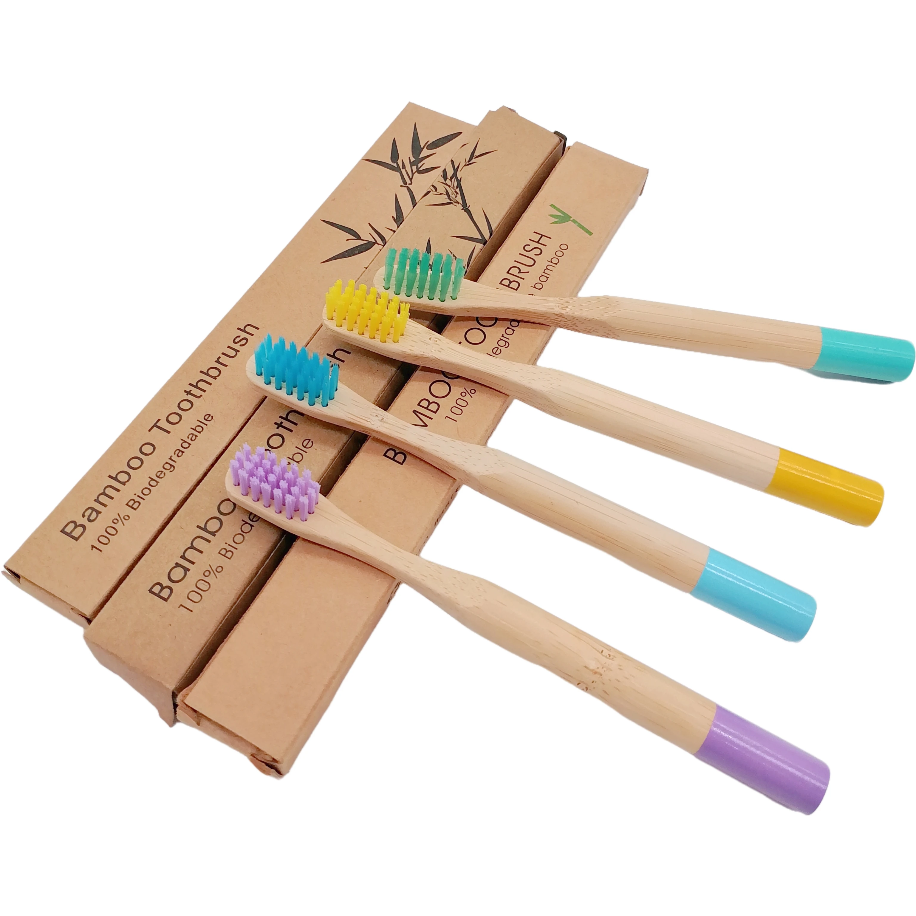 Custom Logo Natural Bamboo Hotel Toothbrush 100% Biodegradable Eco-Friendly Disposable Adults Children Soft Medium Home Travel