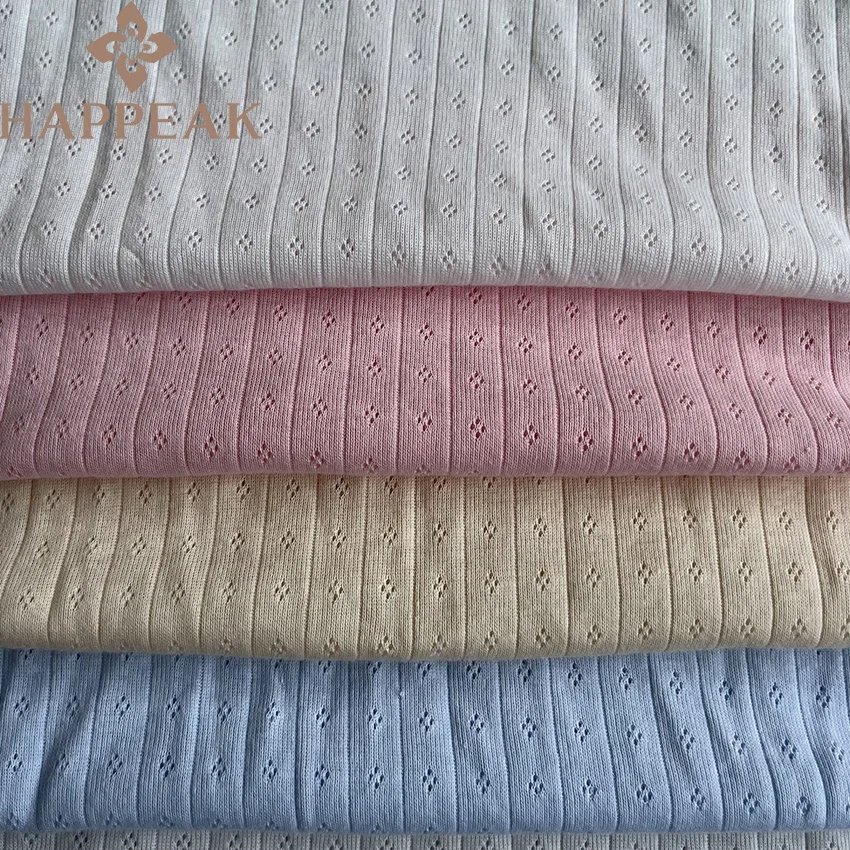 HAPPEAK Low MOQ эластичная однотонная трикотажная дышащая жаккардовая хлопковая
