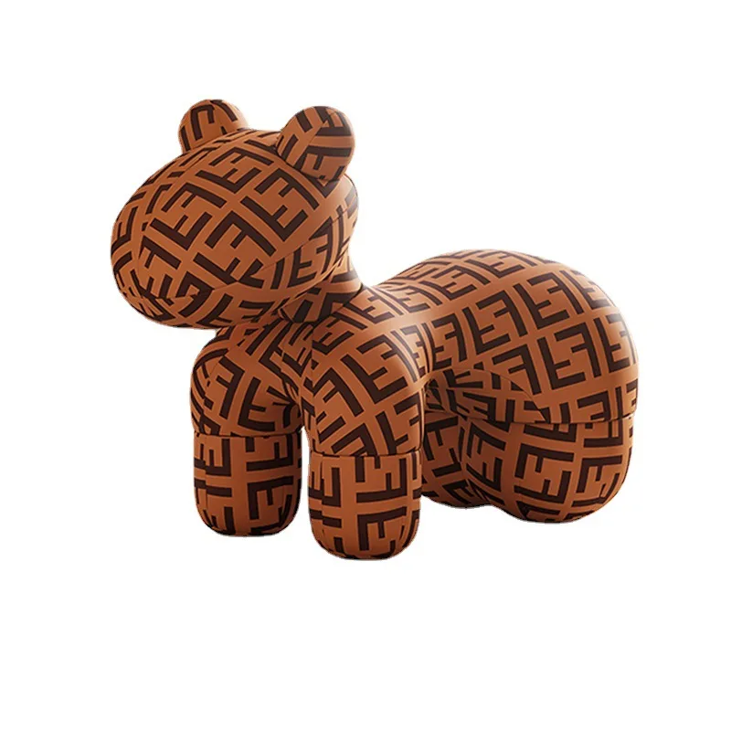 Scandinavian Creative Pony Chair Single Sofa Seat for Children Fabric Animal Stool for Living Room Bedroom Hotel Leisure Use