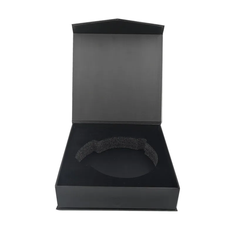 
Custom luxury Black Large Magnet Flat Pack Rigid Cardboard Paper Man Belt Box with Logo 