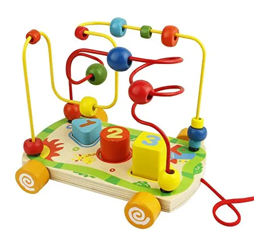 
Baby Wooden Toys Bead Maze Wooden Car Roller Coaster Beads Abacus for Toddlers Travel Games Educational Shape Sorter Game 