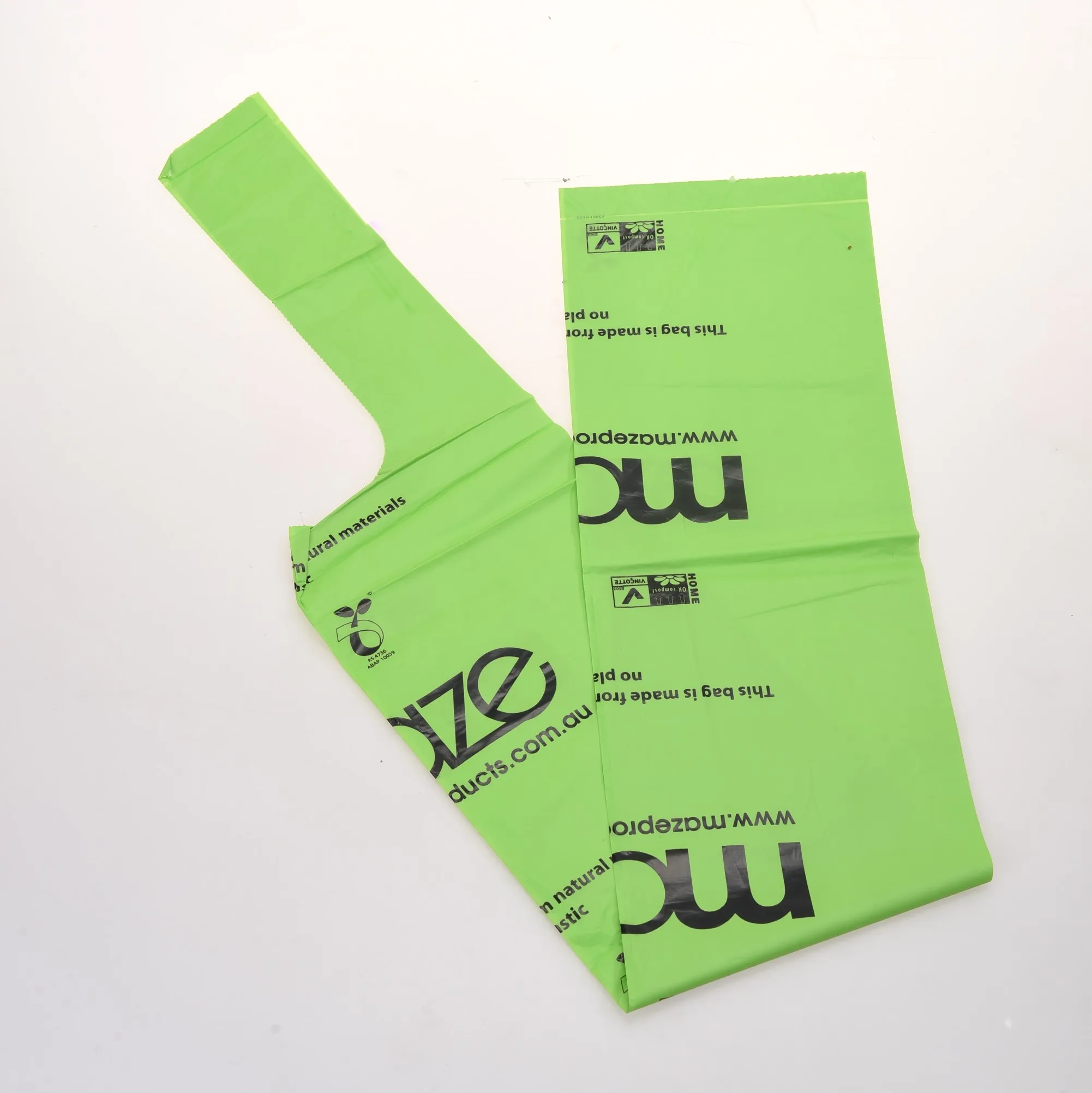 Cornstarch Biodegradable Smell Proof 13 Gallon Trash T-shirt Compostable Plastic Foil Recycling Garbage Bin Bags