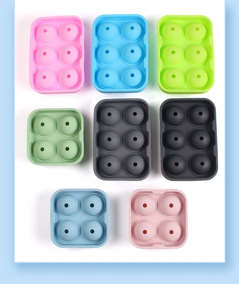 New style large ice cube silicone spherical round ball hockey  ice cube tray silicone