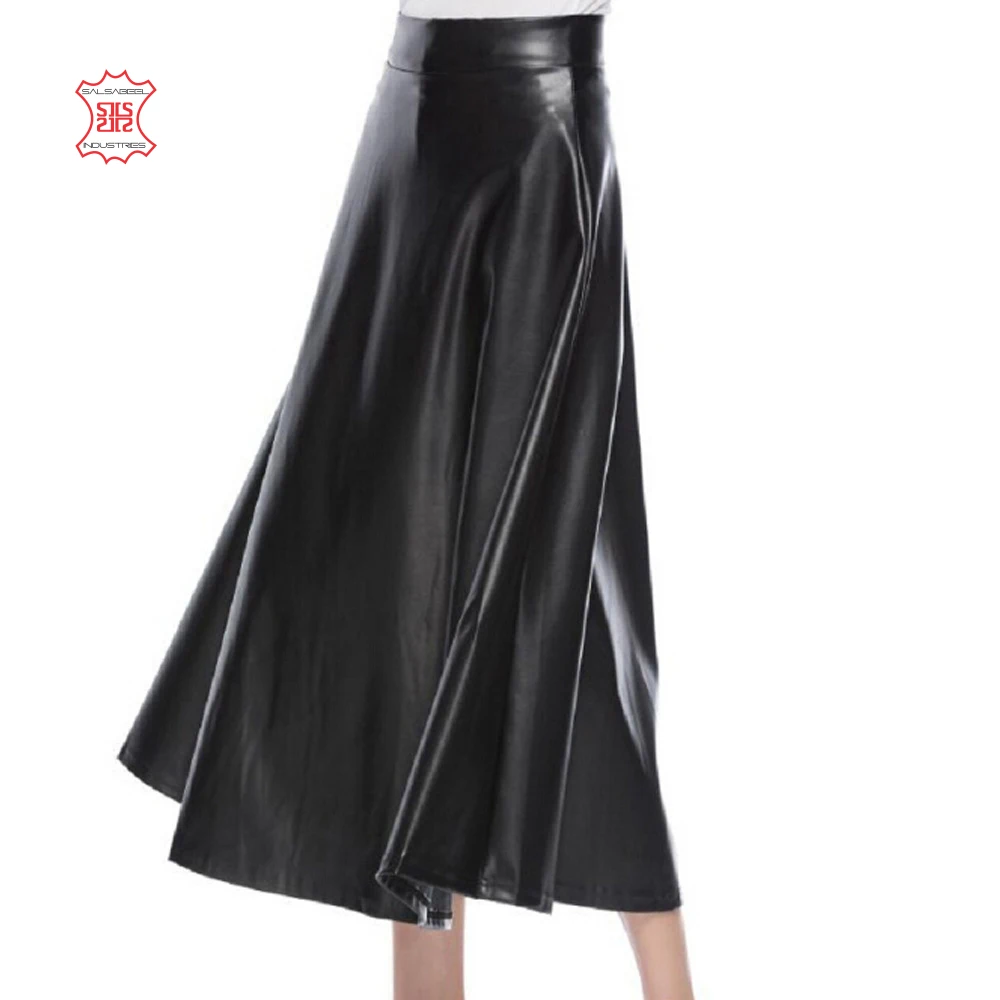 
2020 wholesale high quality custom design women plain long leather long skirt 