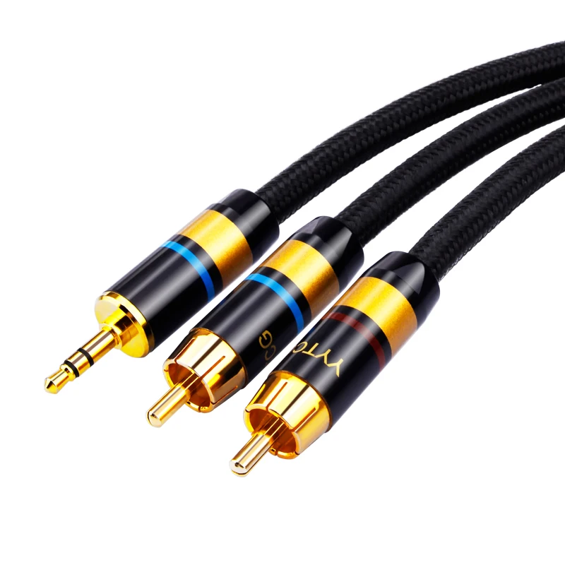  Y-образный сплиттер YYTCG Hifi от 3 5 мм до 2RCA стерео аудио кабель HiFi для аудиофила подключение телефона MP3 CD ПК к