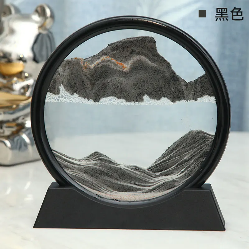 Dropshipping Shopify 3D Dynamic Sand Art Liquid Motion Moving Sand Art Picture Round Glass 3D Deep Sea Sandscape