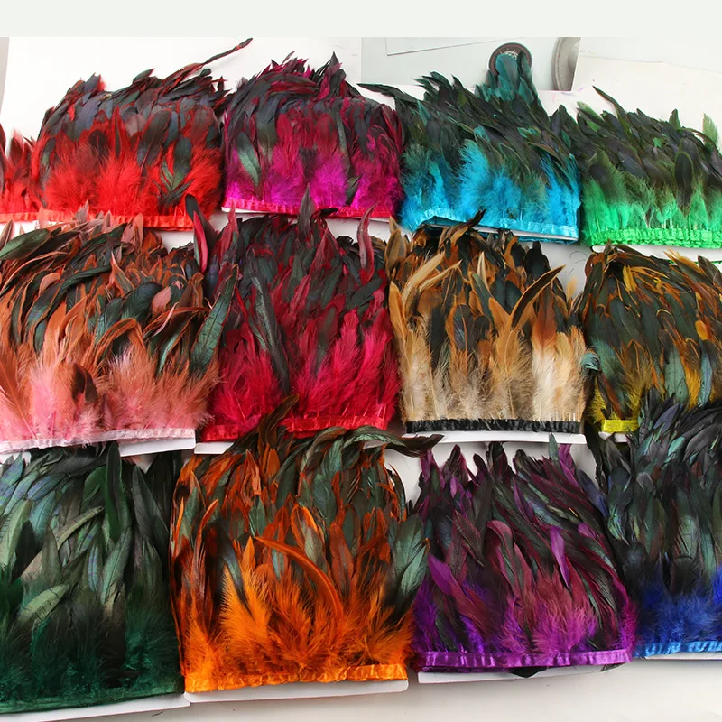 Cheap sale Rooster cock schlappen feather trim fringe for carnival party dress costumes accessories decoration