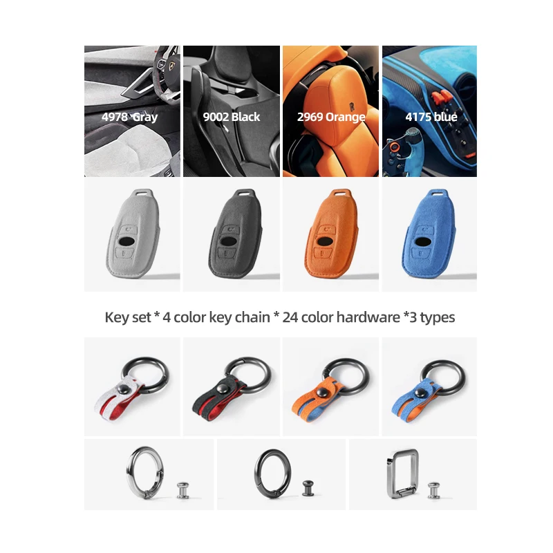 Betterhumz Made of Alcantara Car Key Case Cover Bag For Subaru BRZ STI Sport Outback Forester Crosstrek Car Keychain Accessories