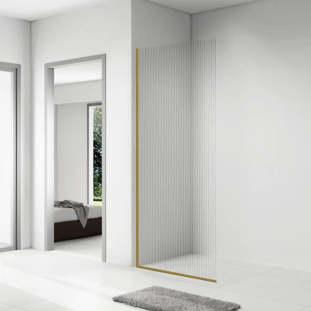 Glass Framed Shower Screen Bathroom Walk in  Modern Rectangle Straight Clear Tempered Glass Panel Shower Room