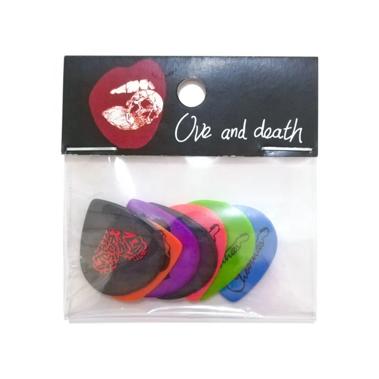 Cheerhas 10Pcs Mixed Thickness Teardrop Shape Guitar Picks for Electric Guitar Picks Double side color printing