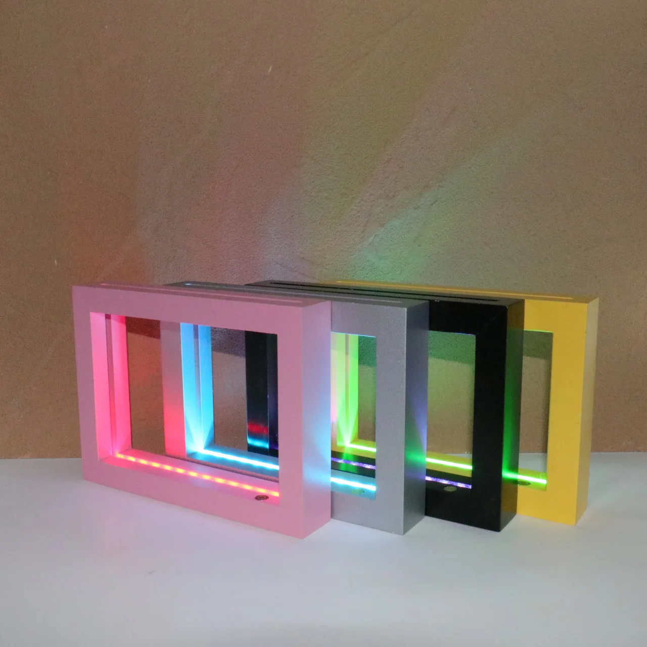 Solid wood color photo frame diy LED glowing 3d night light beech photo frame