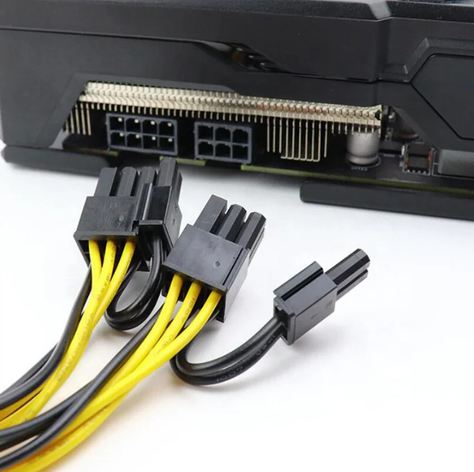 Custom 20cm 30cm18AWG EPS 12V CPU Splitter 8pin to Dual PCI E 6+2 Pin Male for Gigabyte Graphic Cards Power Supply Braided Cable